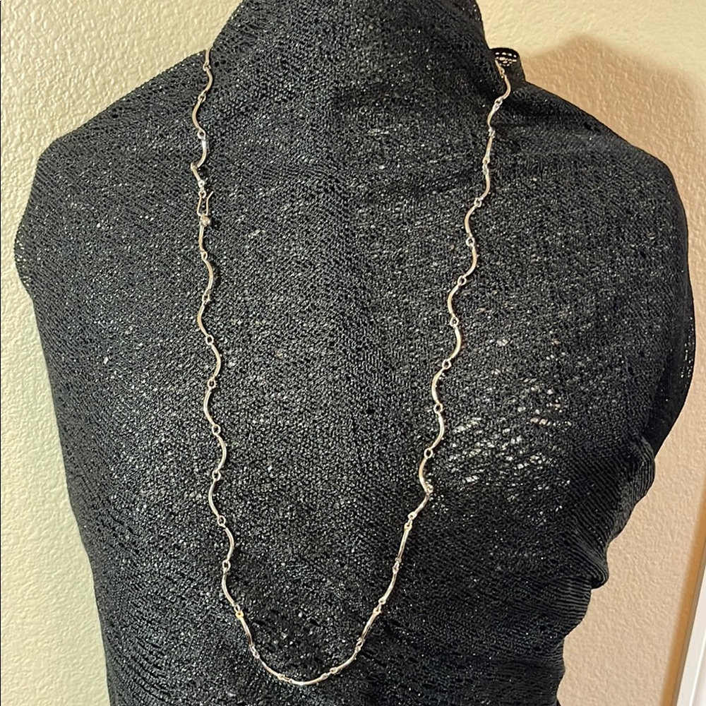 Vintage funky modern squiggly Silver Necklace c43